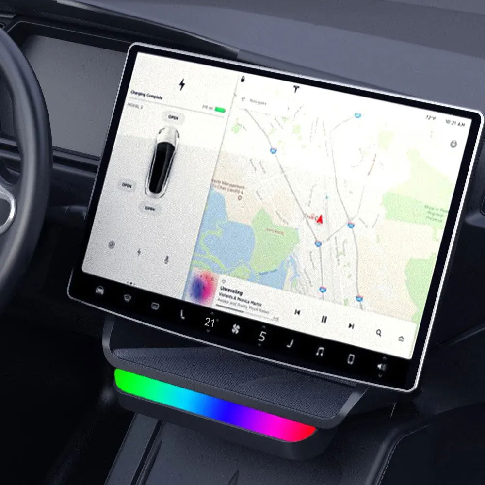 Tesla Model 3 / Model Y Under Screen Storage Box Center Console Organizer with Ambient Lighting