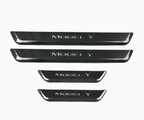 Tesla Model 3/Y Illuminated Door Sills Carbon fiber texture