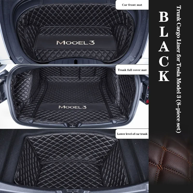Tesla Model 3 Trunk Mats (8-Piece Set) - Waterproof, Soundproof, Stain-Resistant