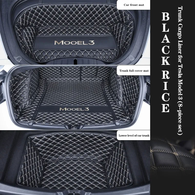 Tesla Model 3 Trunk Mats (8-Piece Set) - Waterproof, Soundproof, Stain-Resistant