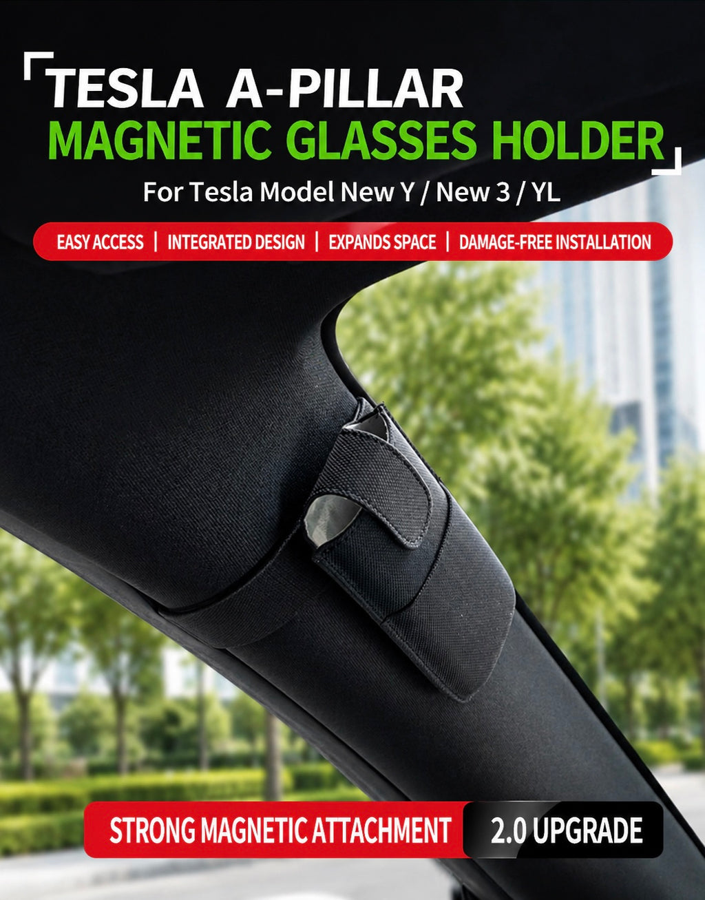 Tesla Model 3/Y A-Pillar Magnetic Sunglasses Case-Teskay