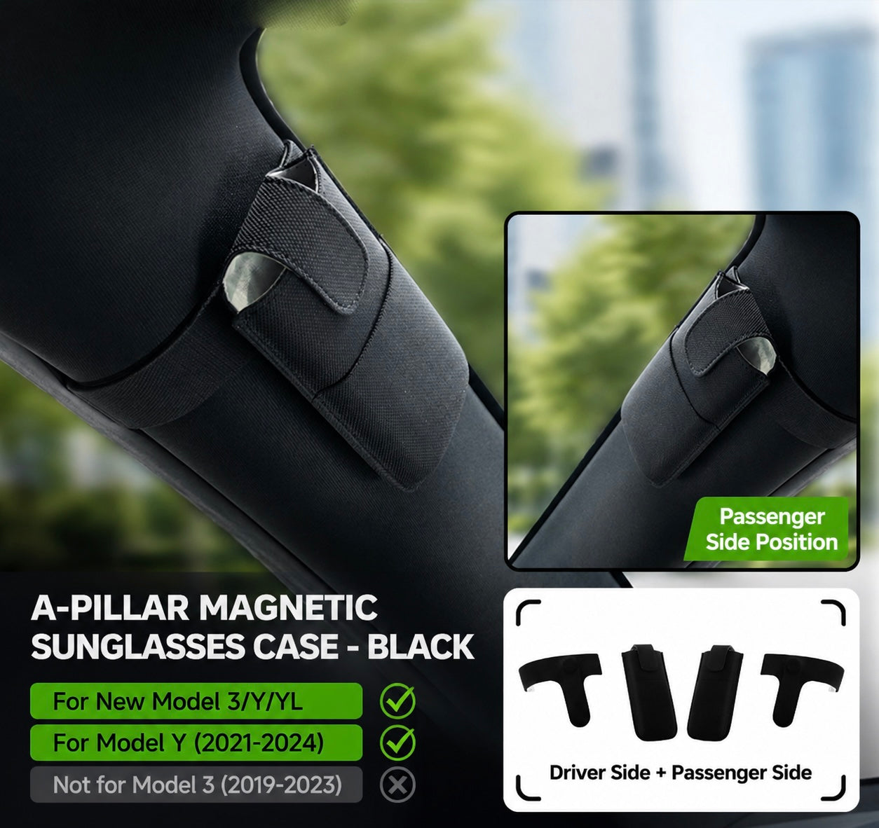 Tesla Model 3/Y A-Pillar Magnetic Sunglasses Case-Teskay