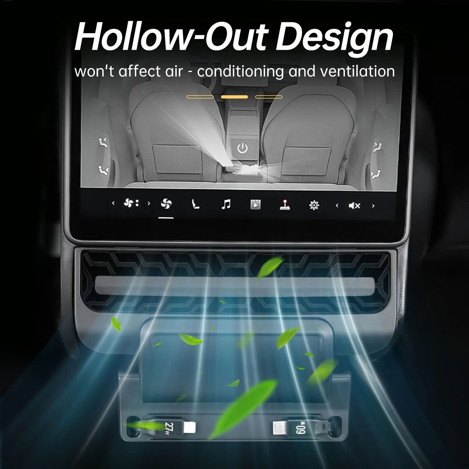 Tesla Model Y / Model 3 USB Hub: Multi-Port Center Console Docking Station with 87W Fast Charging and Retractable Cables