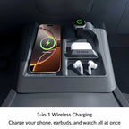 Tesla Model Y Juniper / Model 3 Highland 3-in-1 Wireless Charging Anti-Slip Organizer-1