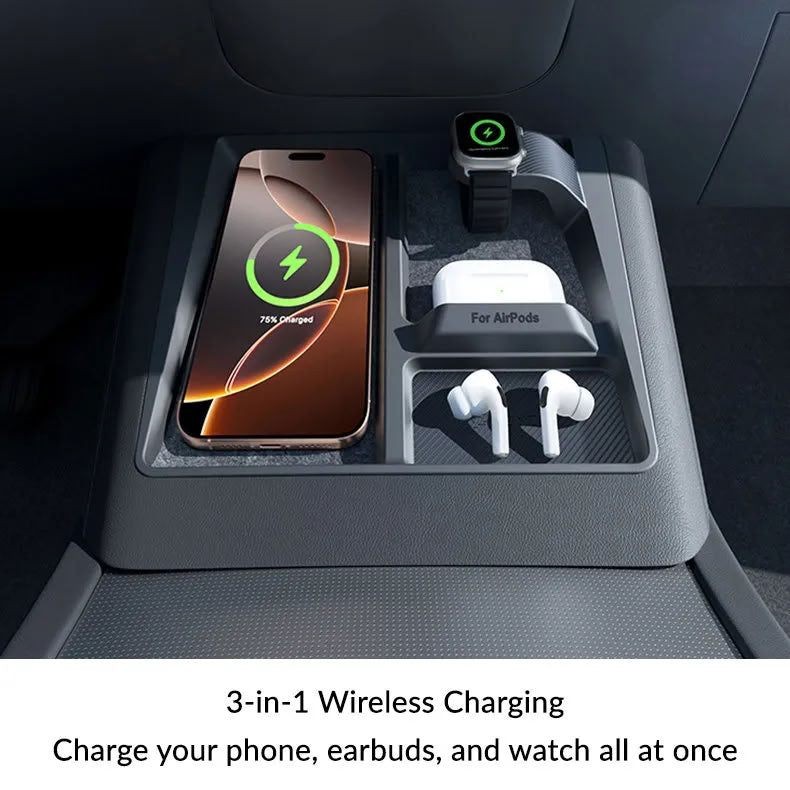 Tesla Model Y Juniper / Model 3 Highland 3-in-1 Wireless Charging Anti-Slip Organizer-1