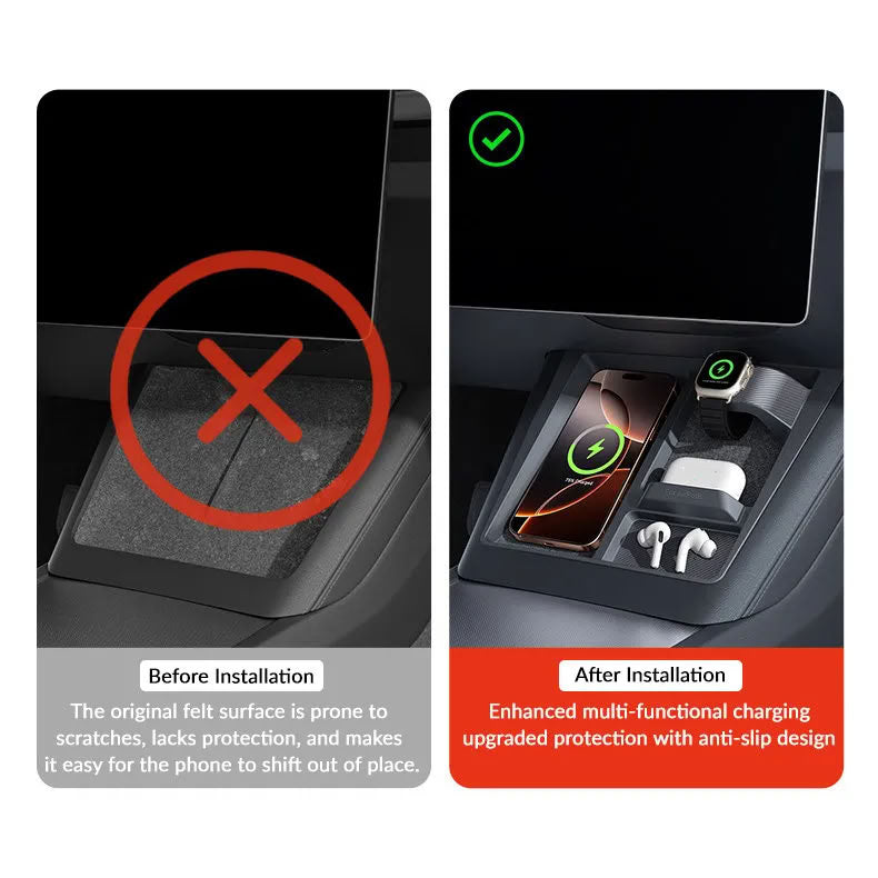 Tesla Model Y Juniper / Model 3 Highland 3-in-1 Wireless Charging Anti-Slip Organizer-3