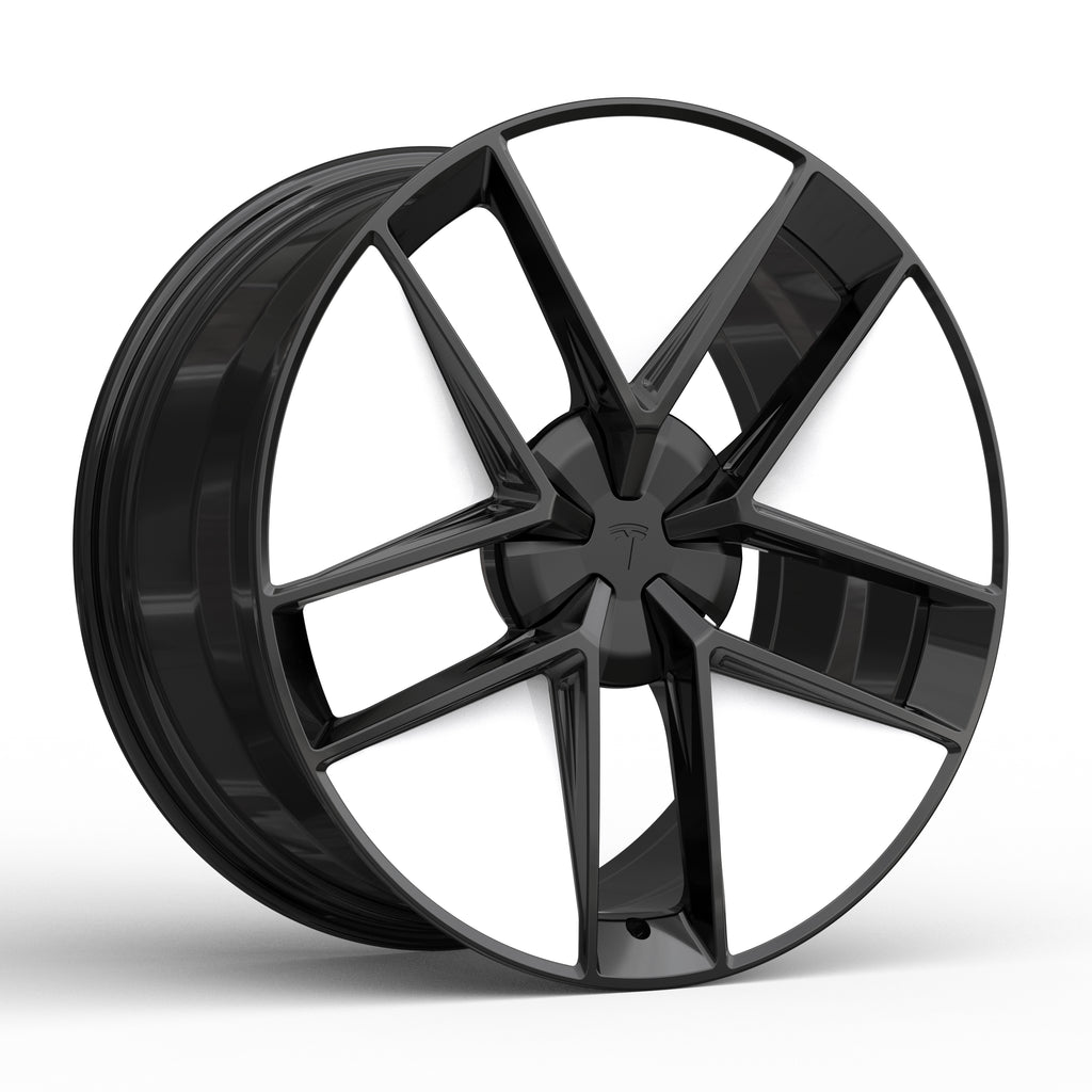 Tesla Roadster-Inspired Custom Forged Wheels – Gloss Black & White | All Tesla Models