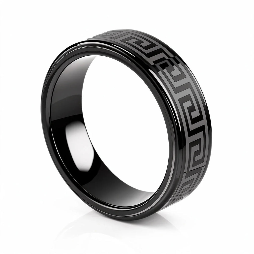 Tesla Smart Key Ring for Model 3/Y – Zirconia Ceramic RFID Key Model 3 Y Black Geometric Band