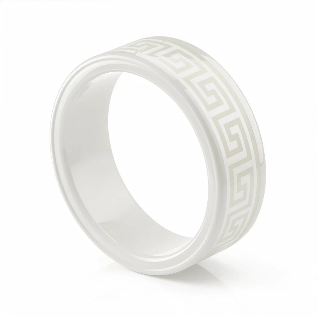 Tesla Smart Key Ring for Model 3/Y – Zirconia Ceramic RFID Key Model 3 Y White Geometric Band