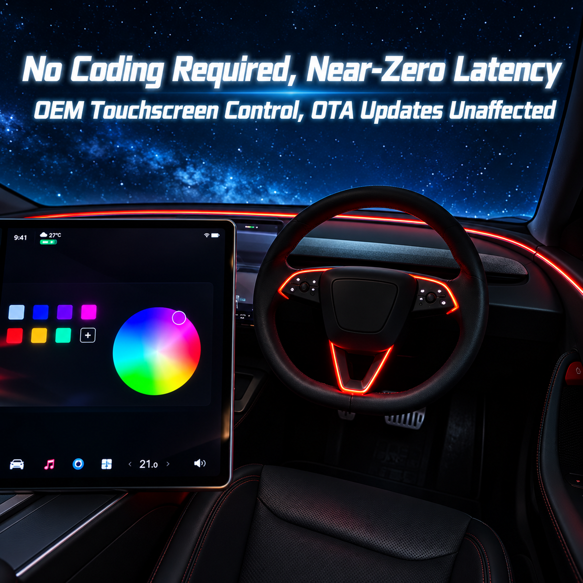 Tesla Steering Wheel Ambient Light for Model 3 Highland /Y Juniper & YL