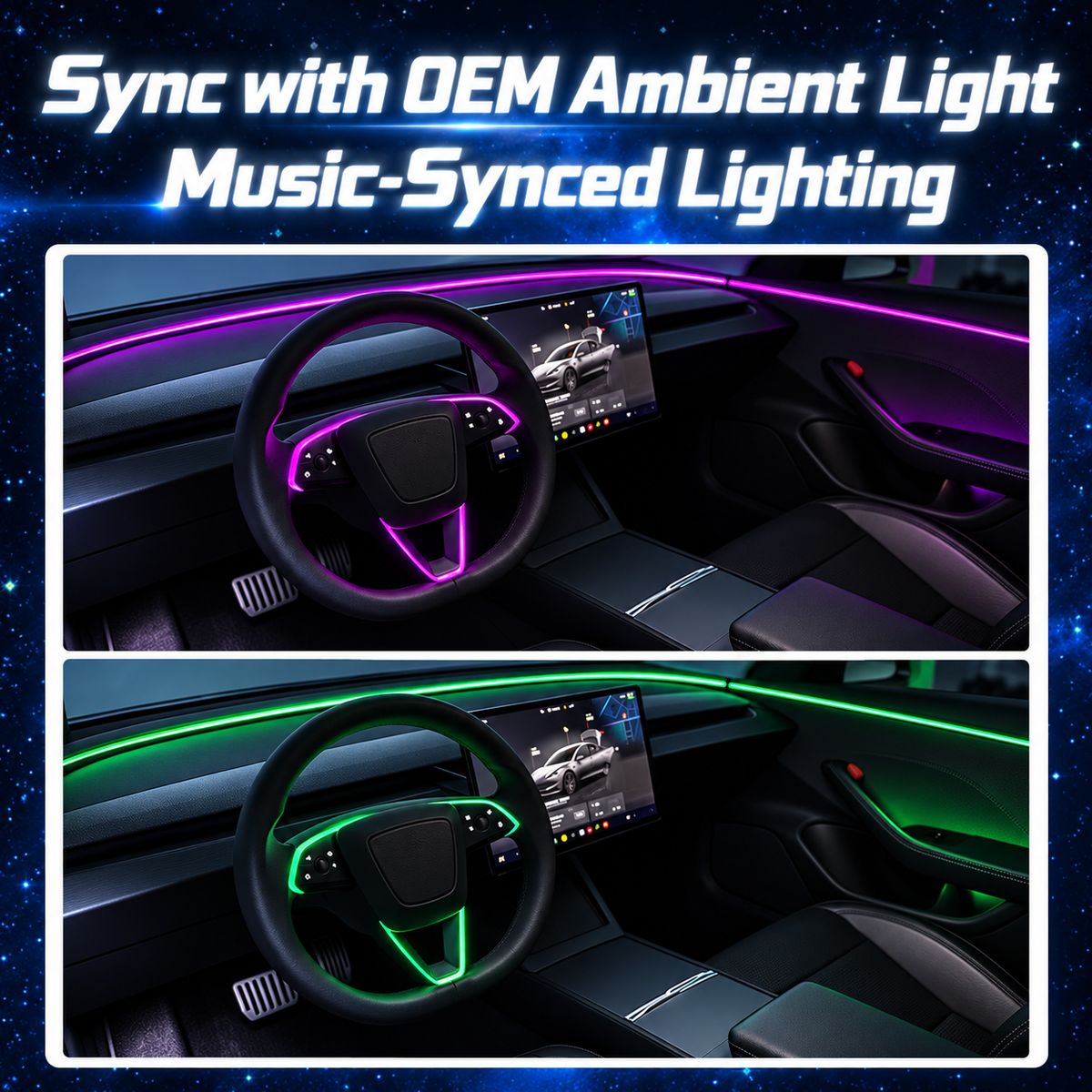 Tesla Steering Wheel Ambient Light for Model 3 Highland /Y Juniper & YL