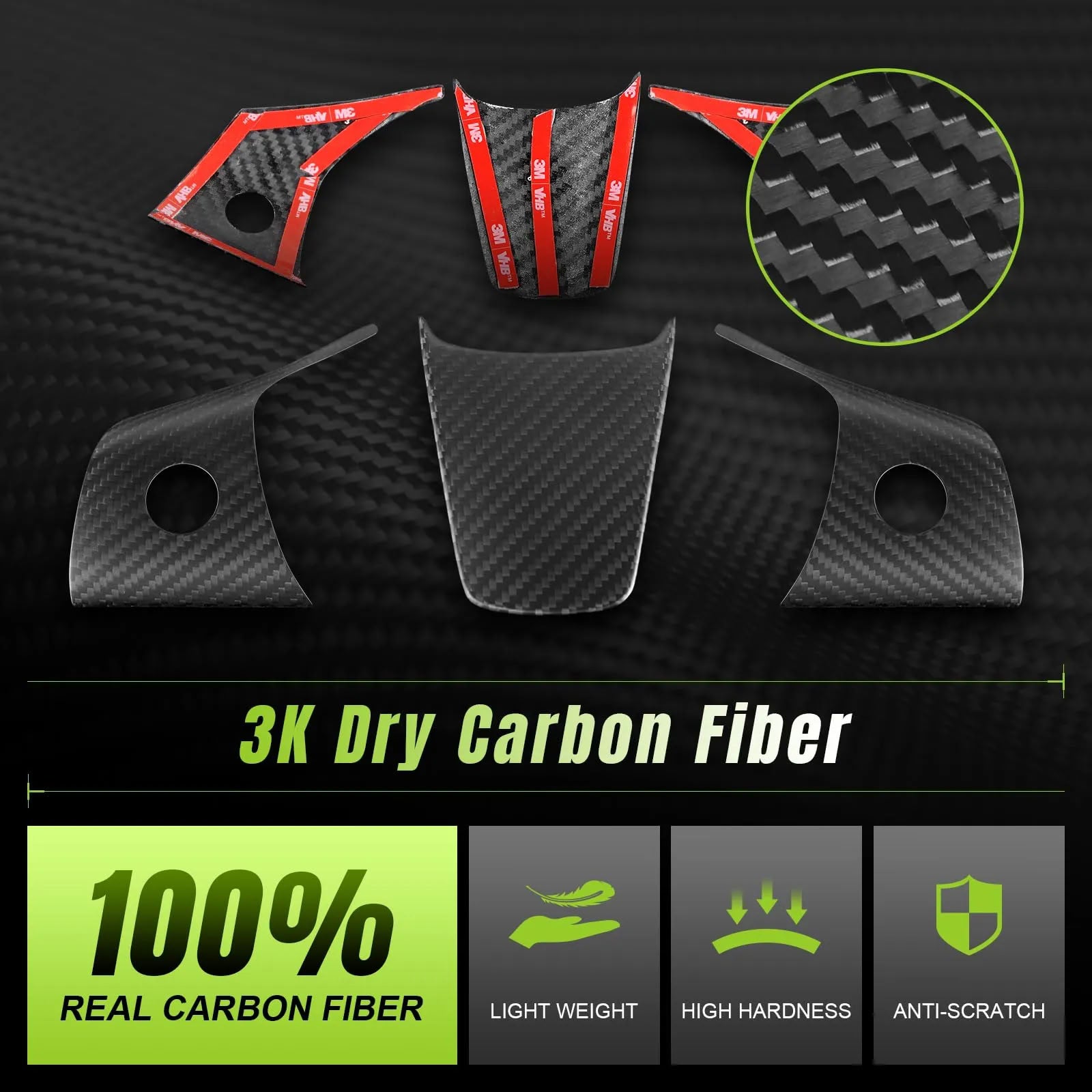 True Carbon Fiber Steering Wheel Patch for Tesla Model 3/Y