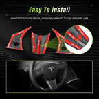 True Carbon Fiber Steering Wheel Patch for Tesla Model 3/Y