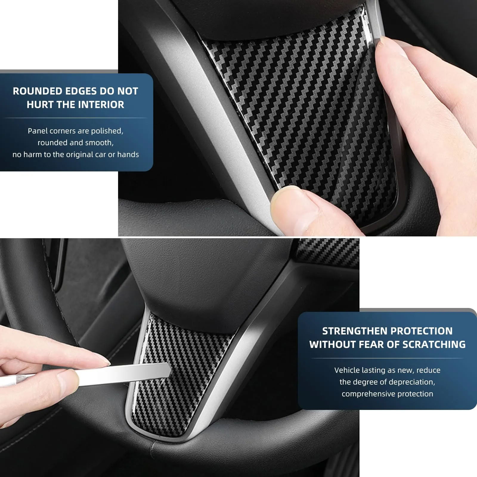 True Carbon Fiber Steering Wheel Patch for Tesla Model 3/Y