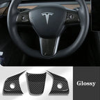 True Carbon Fiber Steering Wheel Patch for Tesla Model 3/Y