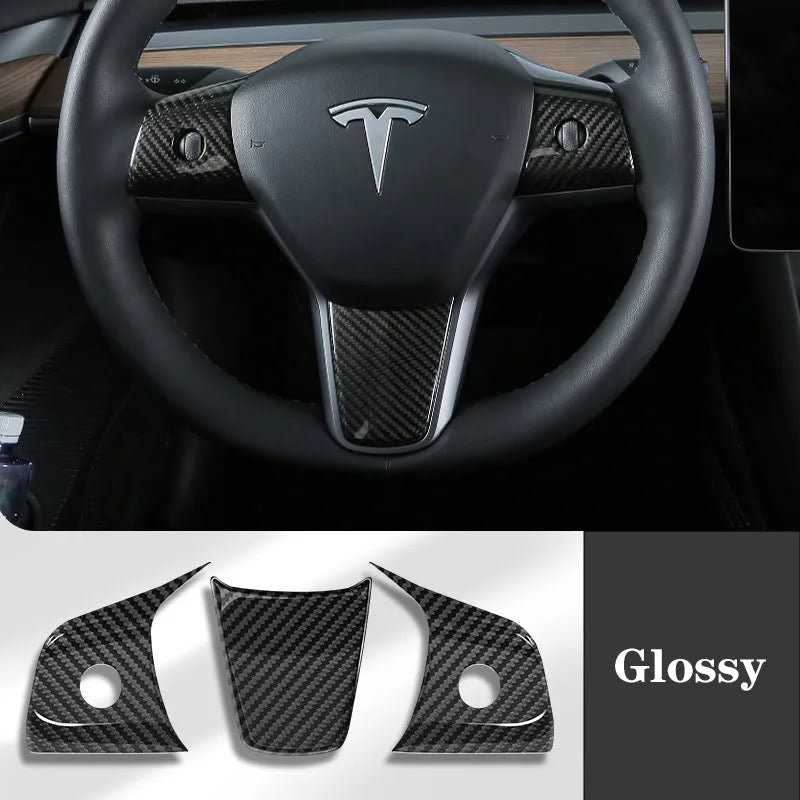 True Carbon Fiber Steering Wheel Patch for Tesla Model 3/Y