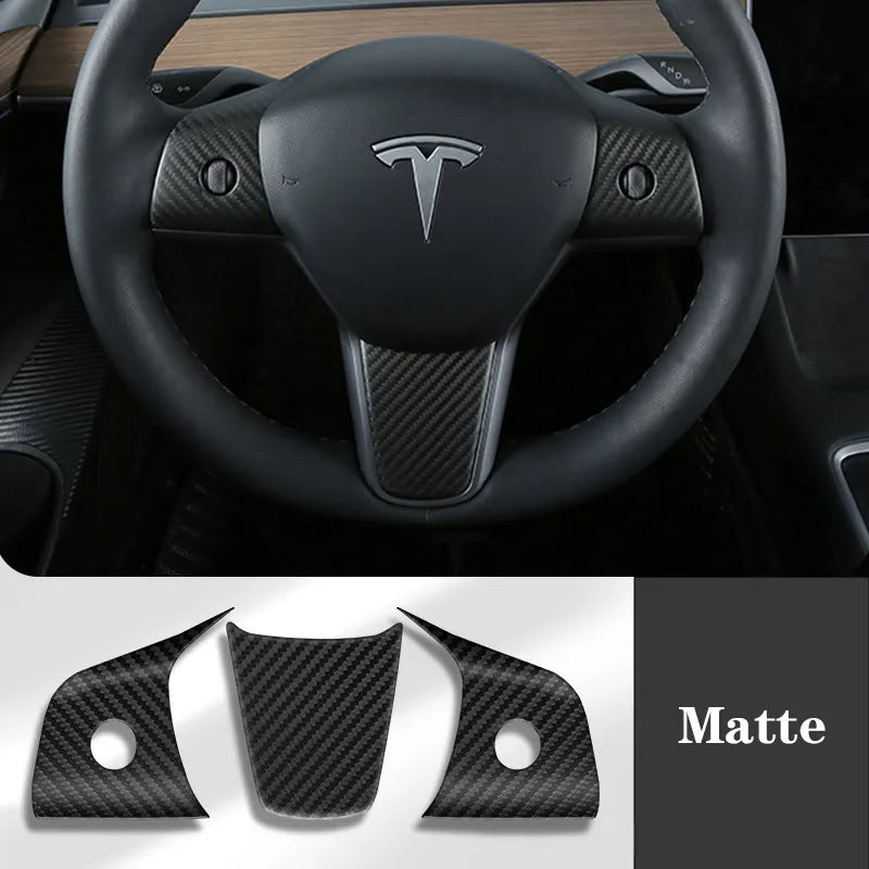 True Carbon Fiber Steering Wheel Patch for Tesla Model 3/Y