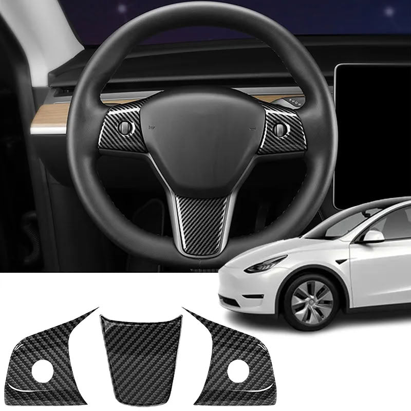 True Carbon Fiber Steering Wheel Patch for Tesla Model 3/Y