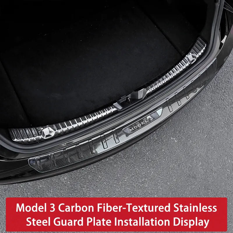 Trunk Guard Plate for Tesla Model 3/Y – Stainless Steel, Black Titanium Coating