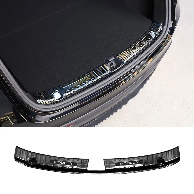 Trunk Guard Plate for Tesla Model 3/Y – Stainless Steel, Black Titanium Coating