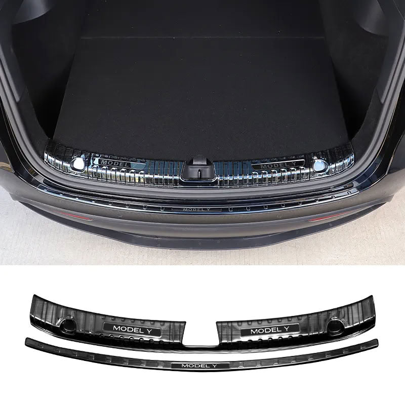 Trunk Guard Plate for Tesla Model 3/Y – Stainless Steel, Black Titanium Coating