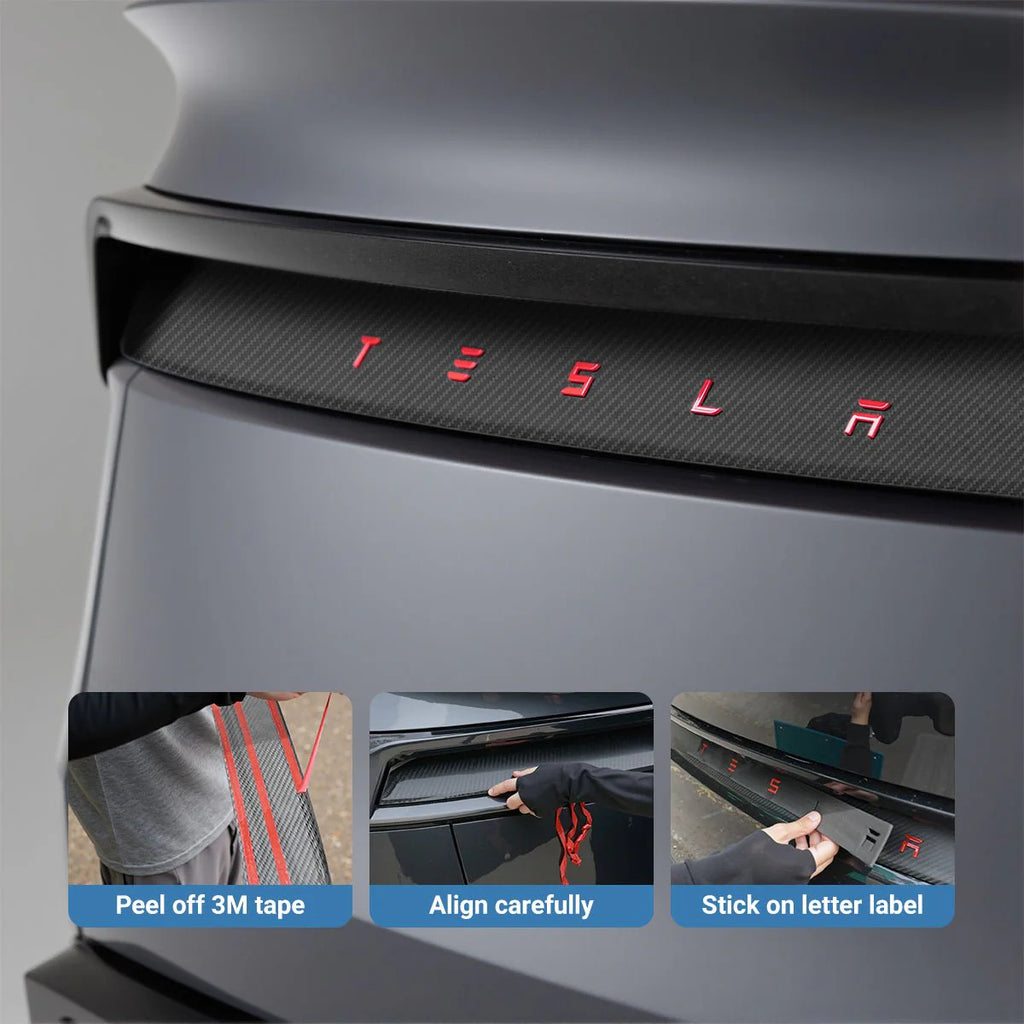 Trunk Tailgate Applique for Tesla Model Y Juniper - Real Dry Molded Carbon Fiber - Teskay