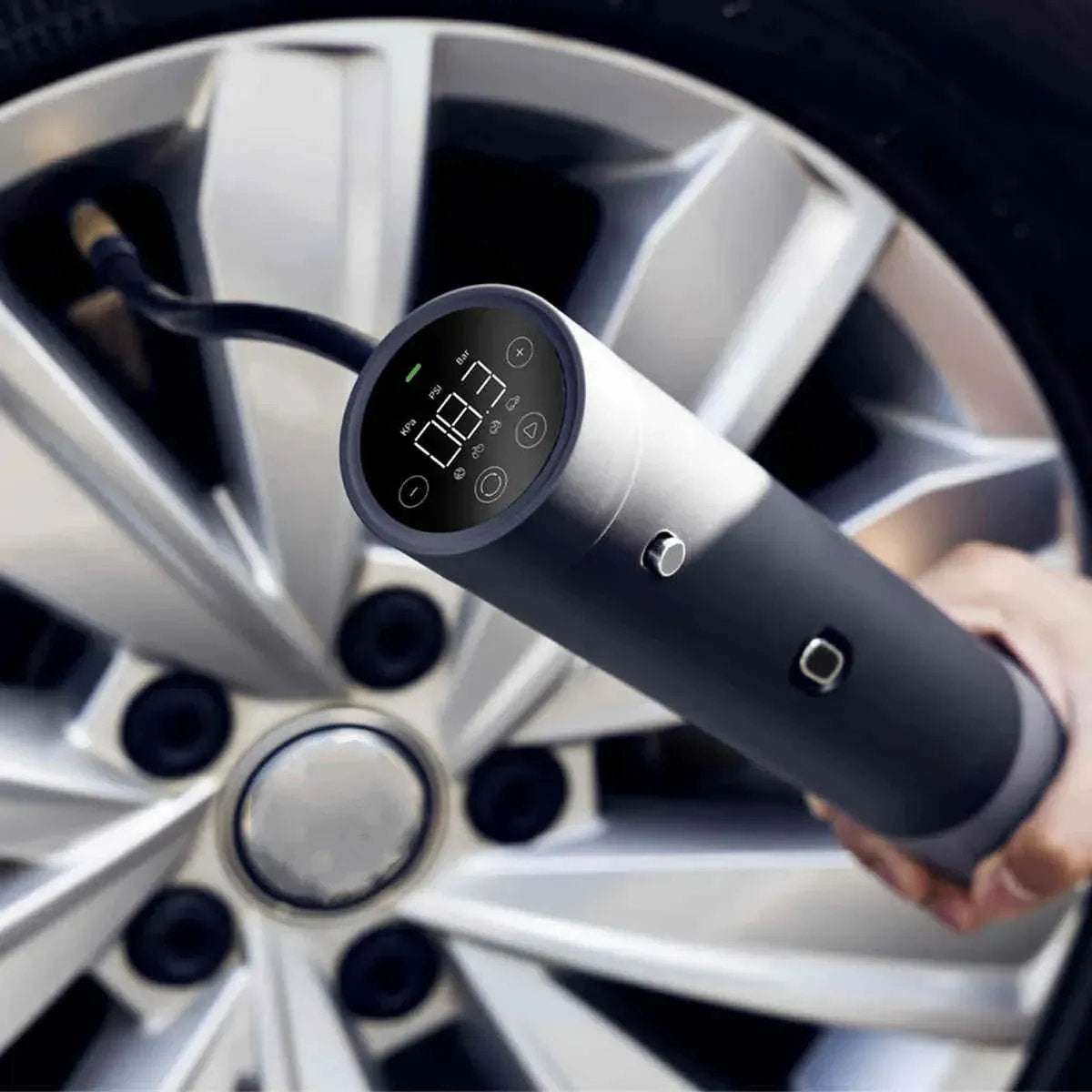 Two-in-One Cordless Vacuum Cleaner and Tire Inflator for Tesla – Handheld, HEPA Filter, High Suction Power, Smart Inflation