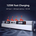 USB Hub Docking Station for Tesla Model Y Juniper/ Model 3 Highland: 125W Ultra-Fast Charging, Smart Temperature Control, Seamless Integration 65W Type C+ 30W Lightning + 15W USB