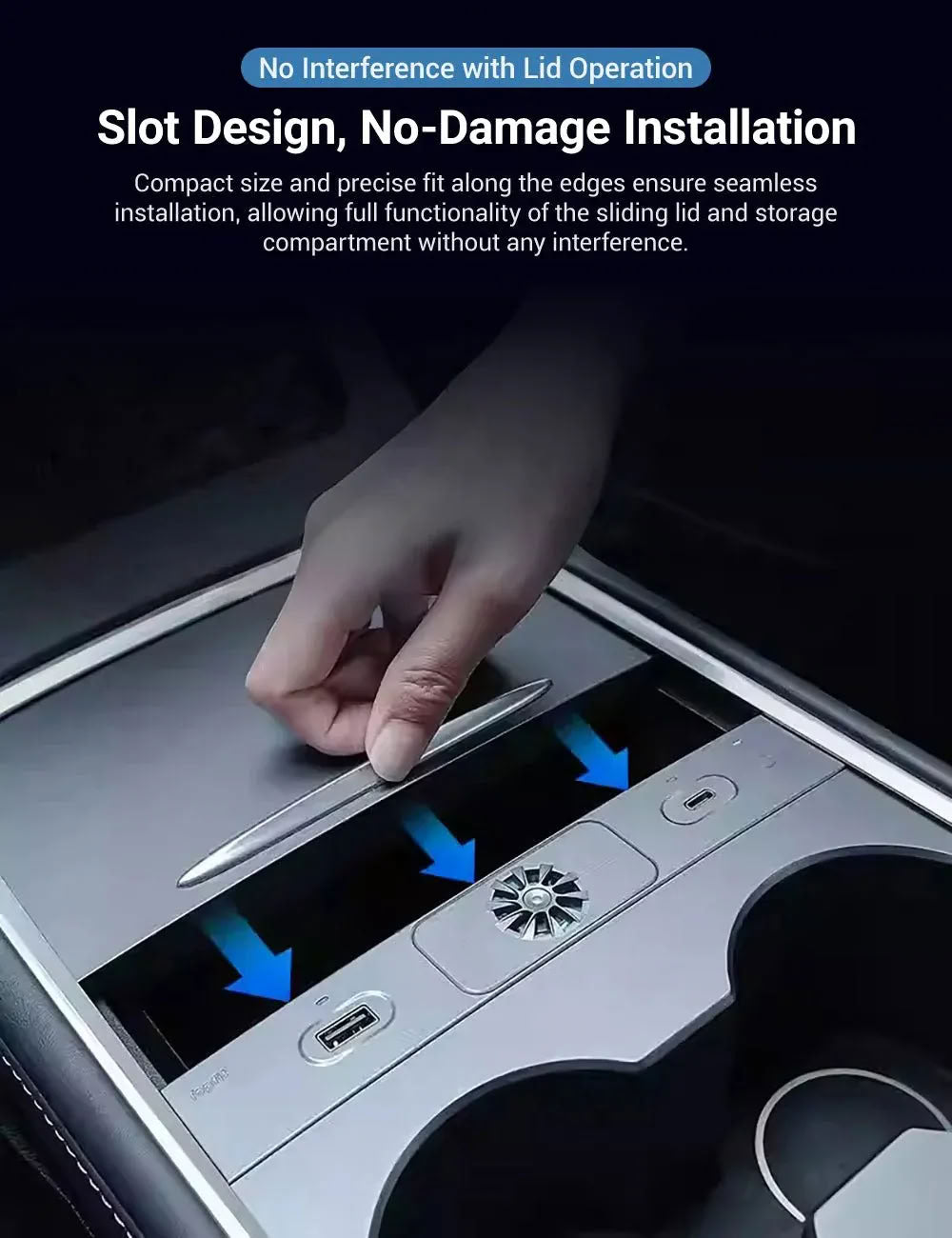 USB Hub Docking Station with Aromatherapy for Tesla Model 3/Y (2020-2024) – Fast Charging & Integrated Scent Diffuser