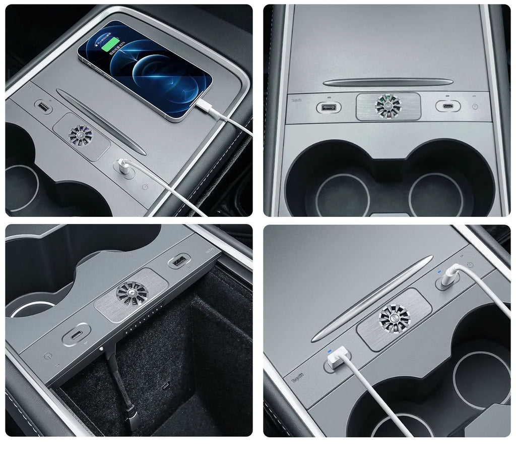 USB Hub Docking Station with Aromatherapy for Tesla Model 3/Y (2020-2024) – Fast Charging & Integrated Scent Diffuser