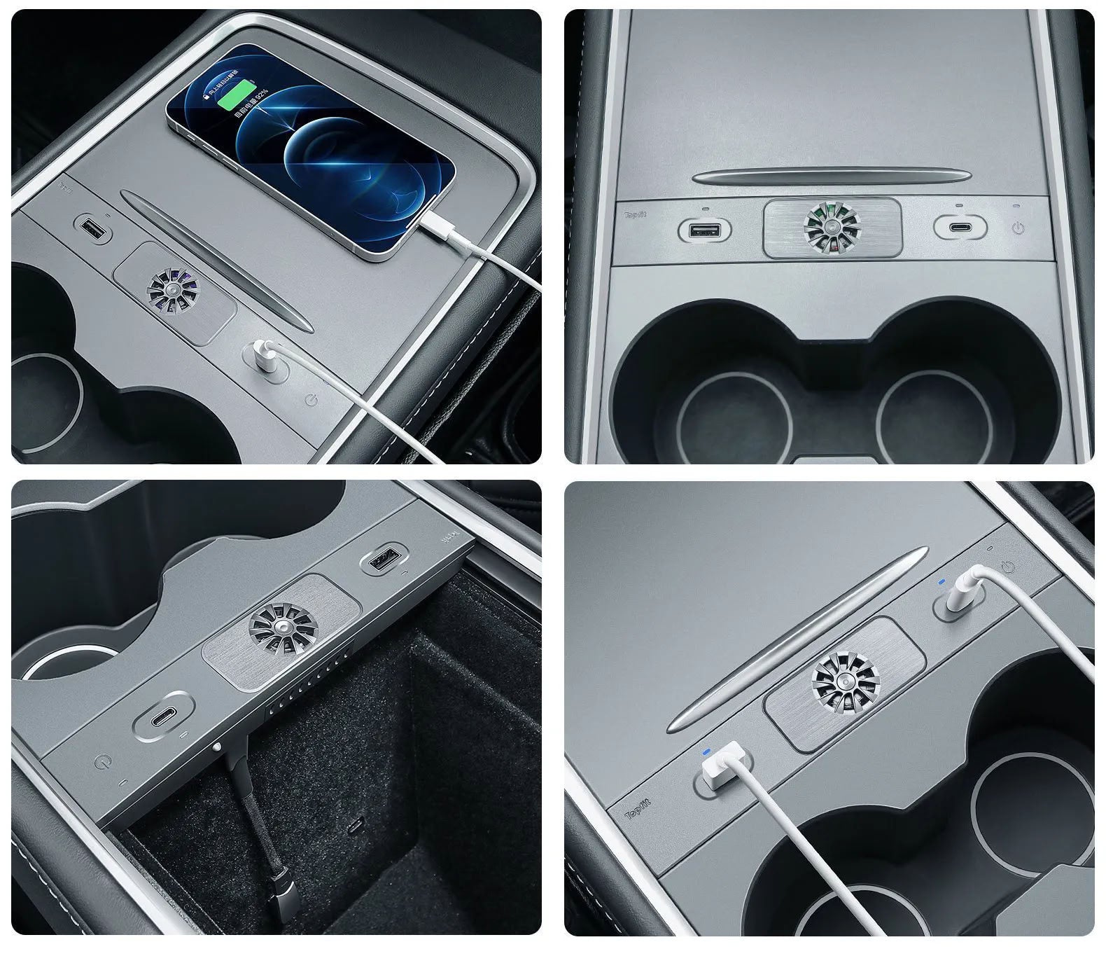 USB Hub Docking Station with Aromatherapy for Tesla Model 3/Y (2020-2024) – Fast Charging & Integrated Scent Diffuser