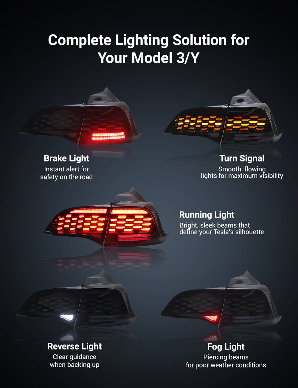 Upgraded Starlight LED Tail Light for Model 3/Y