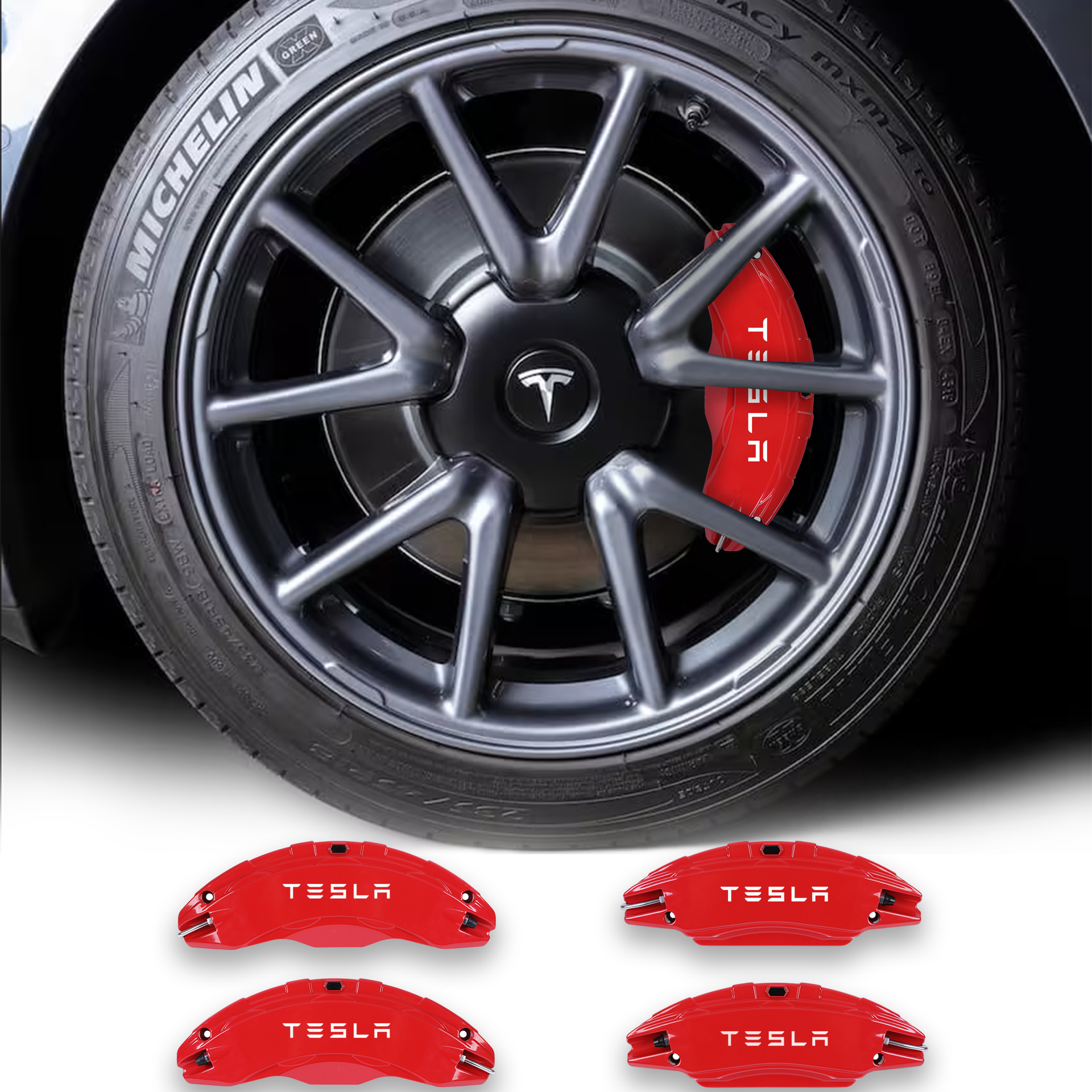 Upgraded Tesla Model 3/Y brake caliper covers – for 18-21 inch wheels-Teskay