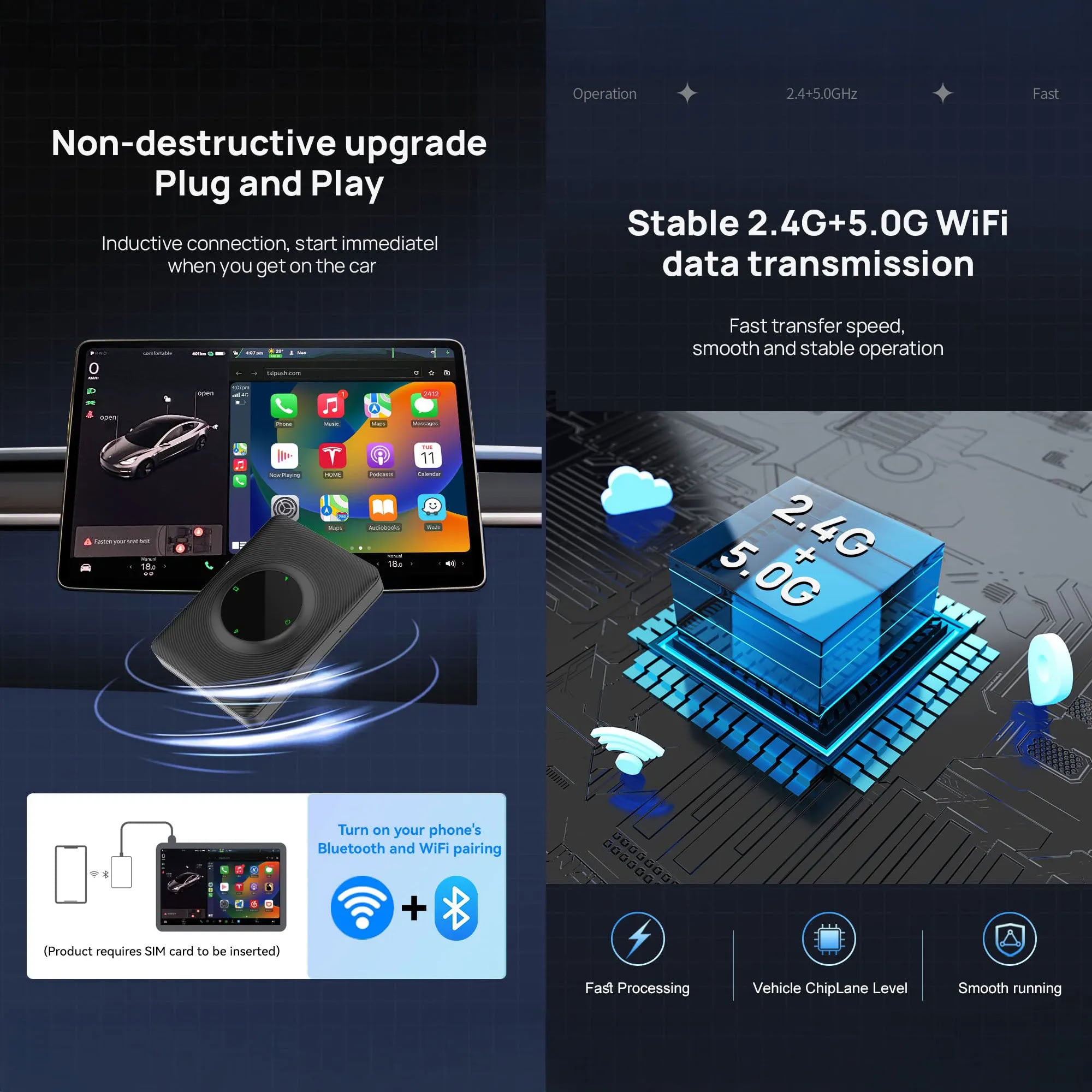 Wireless Apple CarPlay Adapter for Tesla