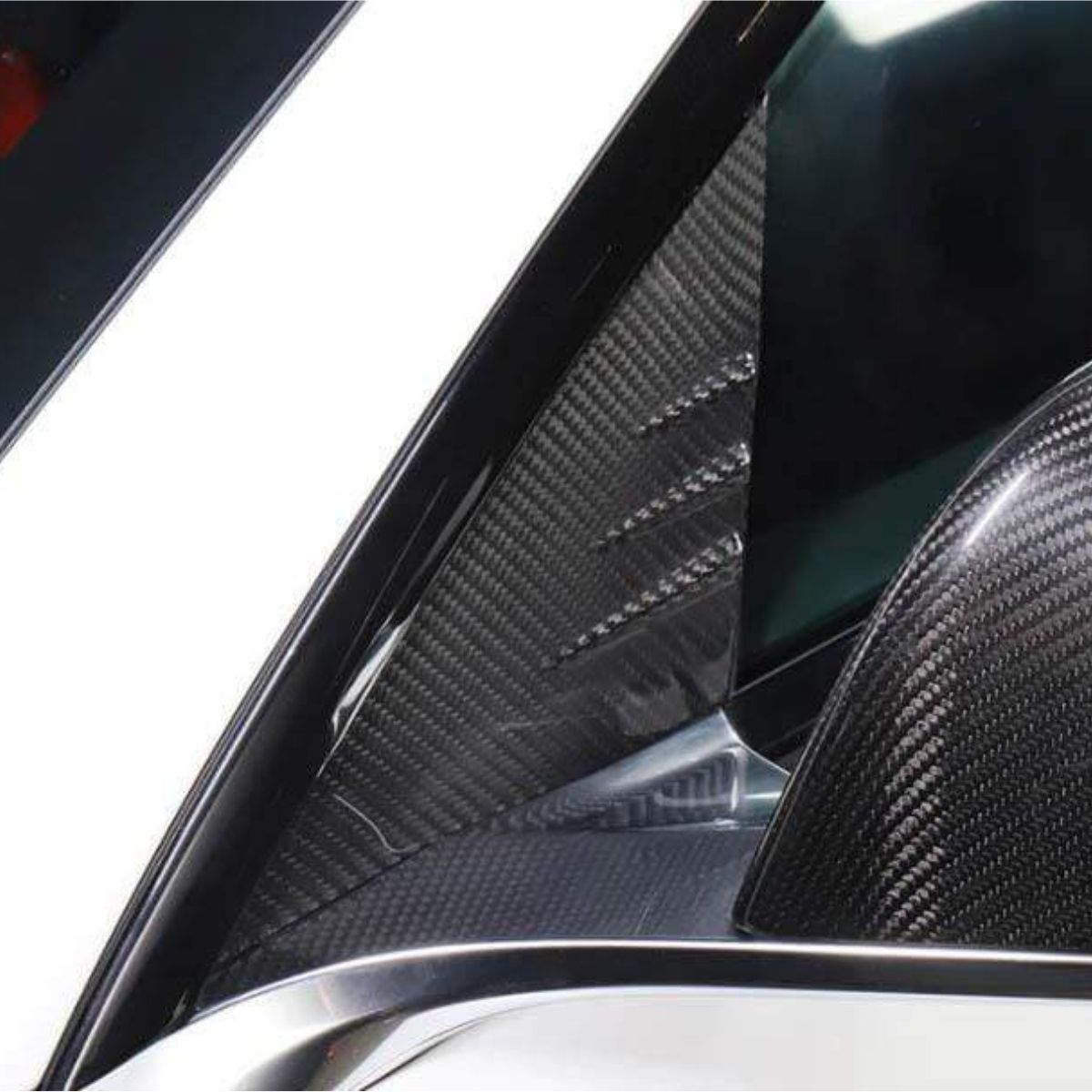 Dry Carbon Fiber A-Pillar Glass Trim for Tesla Model 3/Y - Teskay
