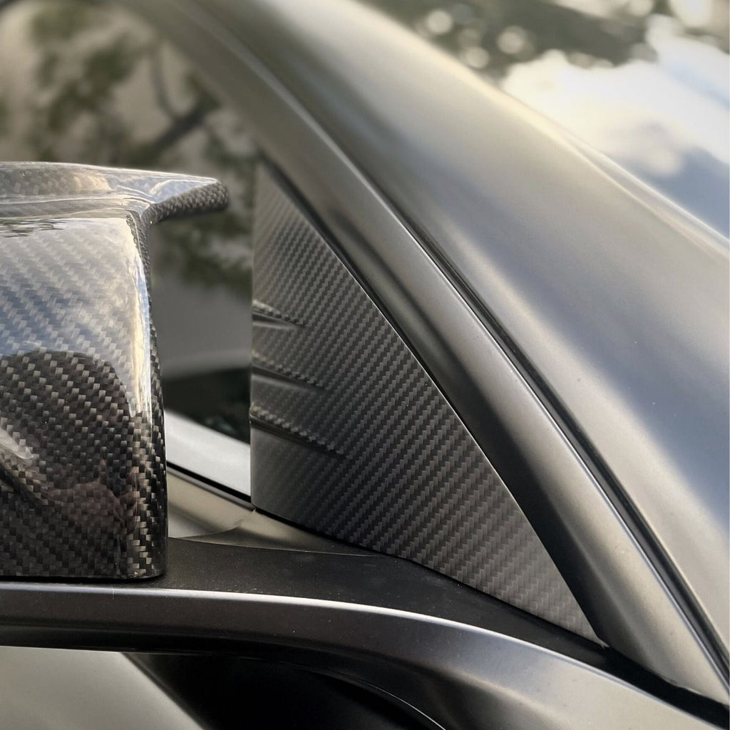 Dry Carbon Fiber A-Pillar Glass Trim for Tesla Model 3/Y - Teskay