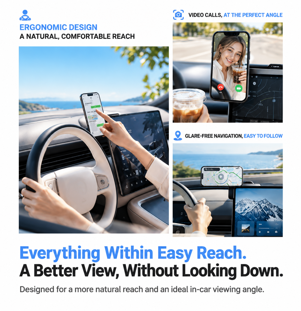 TESKAY Screen-Edge Phone Mount for Tesla