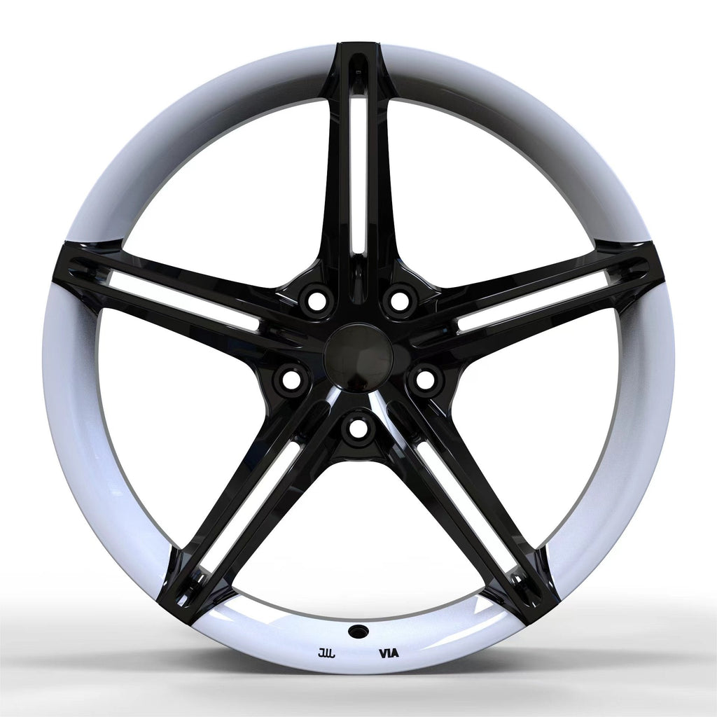 Dual-Patch Color Wheels for Tesla Model 3/S/Y/X (Custom Colors Available) Milk white + black