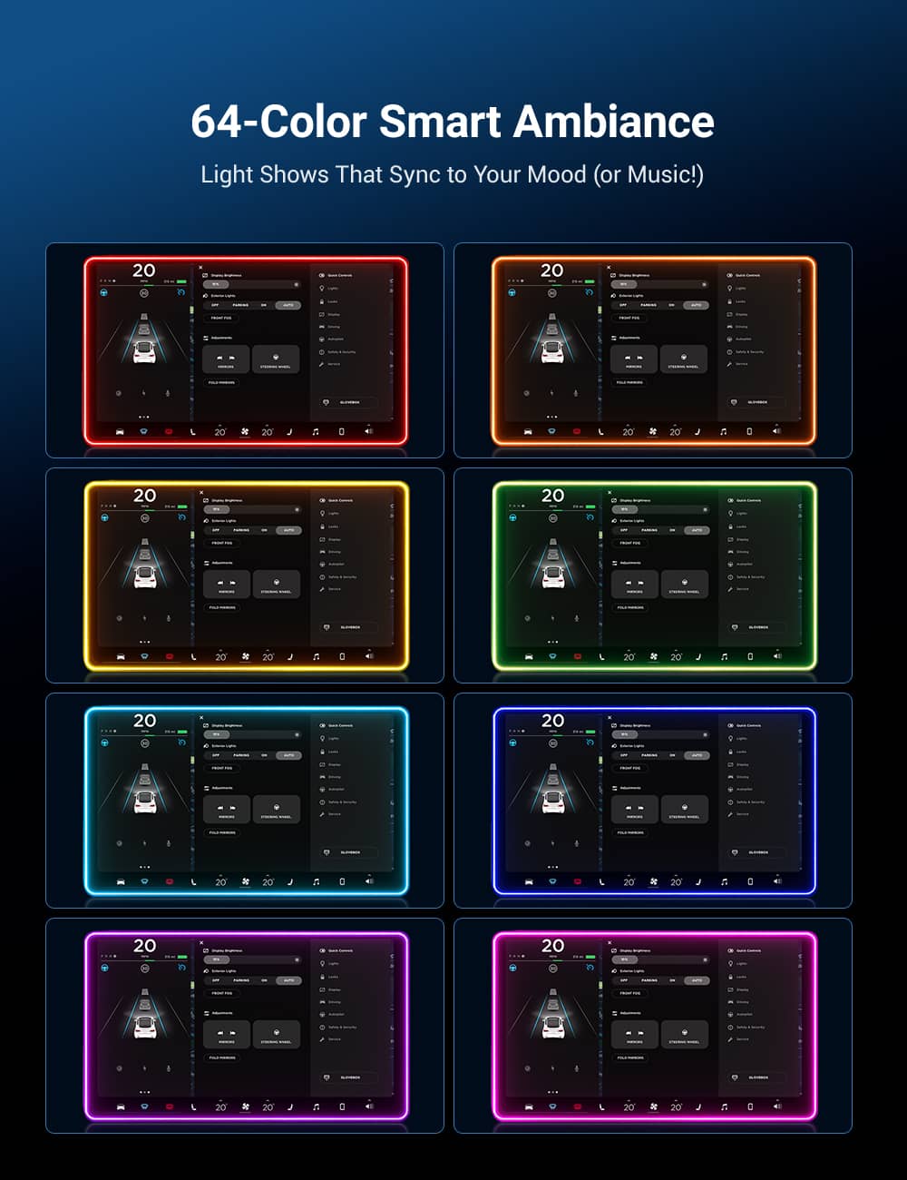 Model 3/Y Music-Synced RGB Ambient Lighting With Wireless Charging Phone Mount
