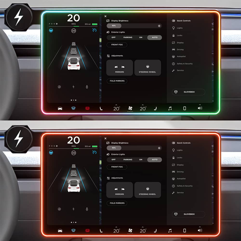 Model 3/Y Music-Synced RGB Ambient Lighting With Wireless Charging Phone Mount
