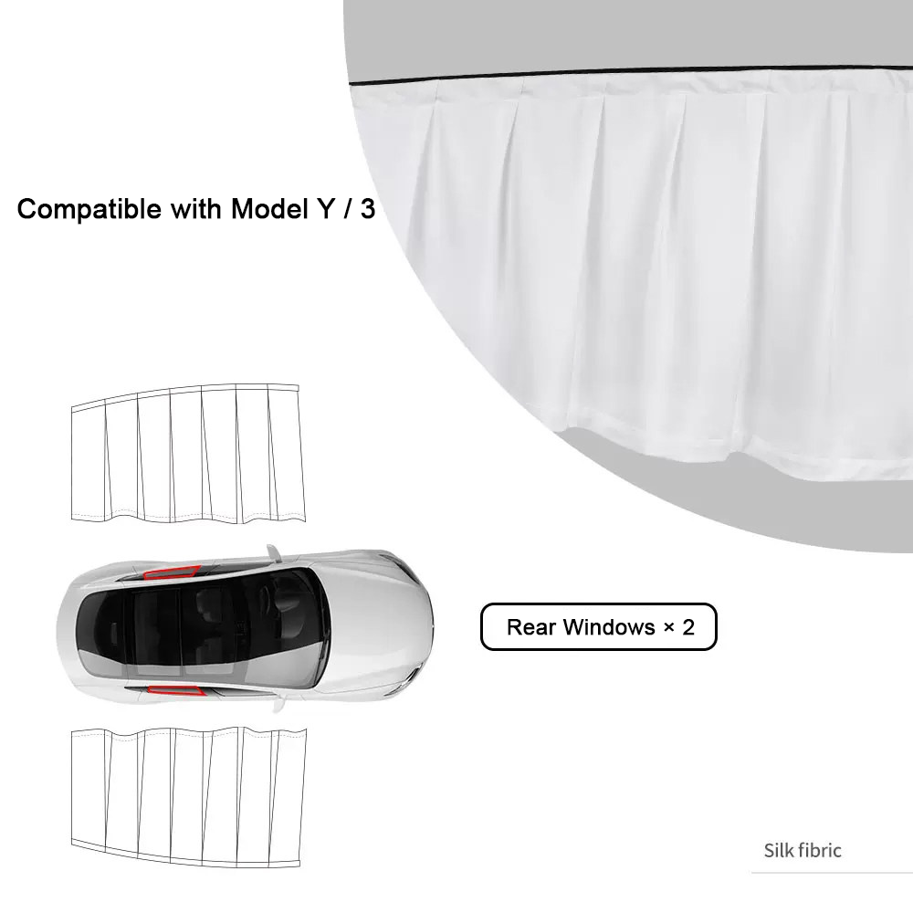 Retractable Ice Silk Side Window Sunshade Curtains for Tesla Model 3 & Y