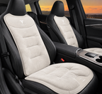 Winter Warm Flannel Seat Cushions & Backrest Covers for Tesla Model 3/Y/YL/S/X – Soft, Comfortable & Non-Slip white Front row 4-piece set