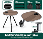 360° Rotating Floating Tray Table for Tesla Model 3/Y/S/X Brown food-grade silicone version