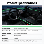 Tesla Center Console Ambient Light for Model 3 Highland, Model Y Juniper & YL
