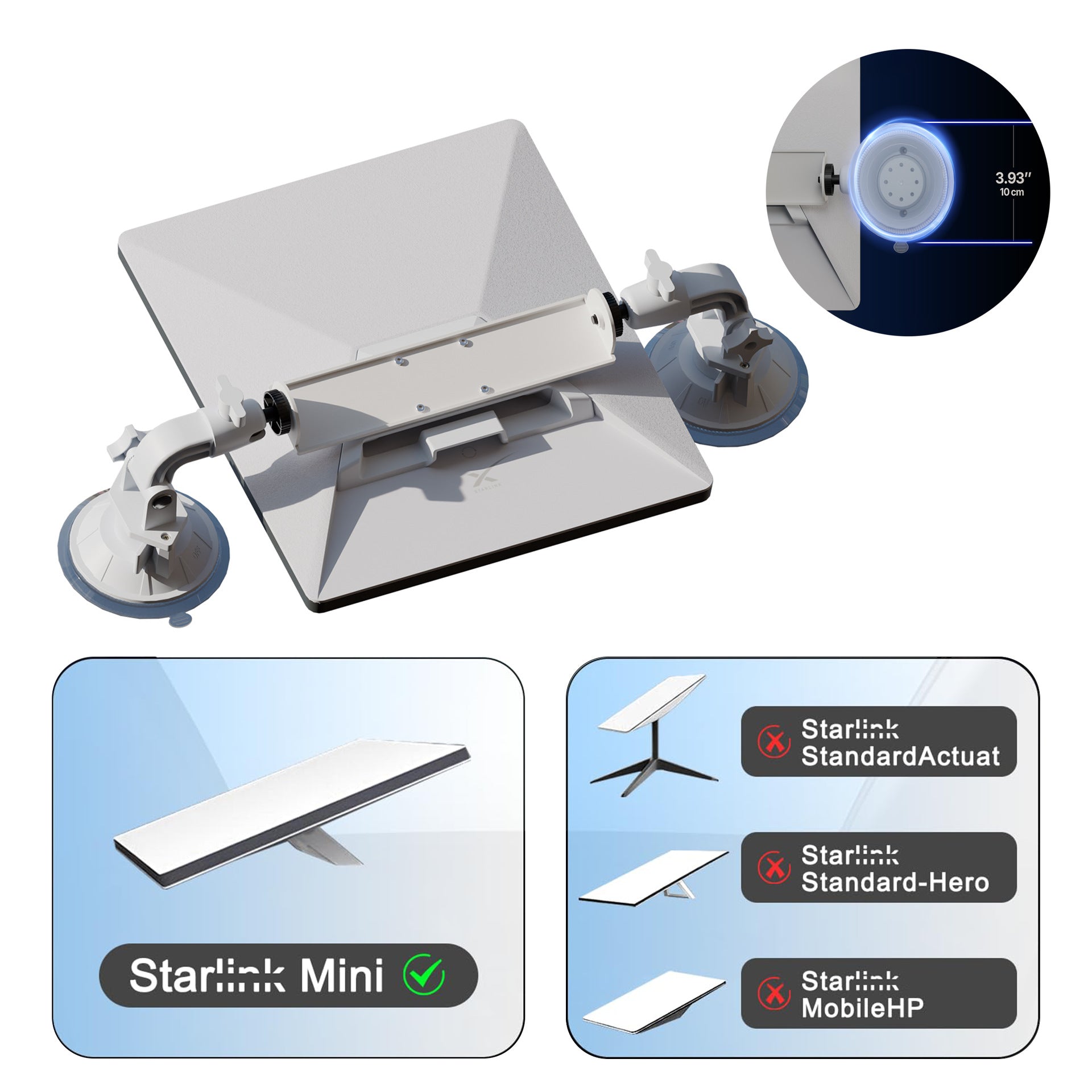 Car Roof Suction Mount for Starlink Mini - Teskay