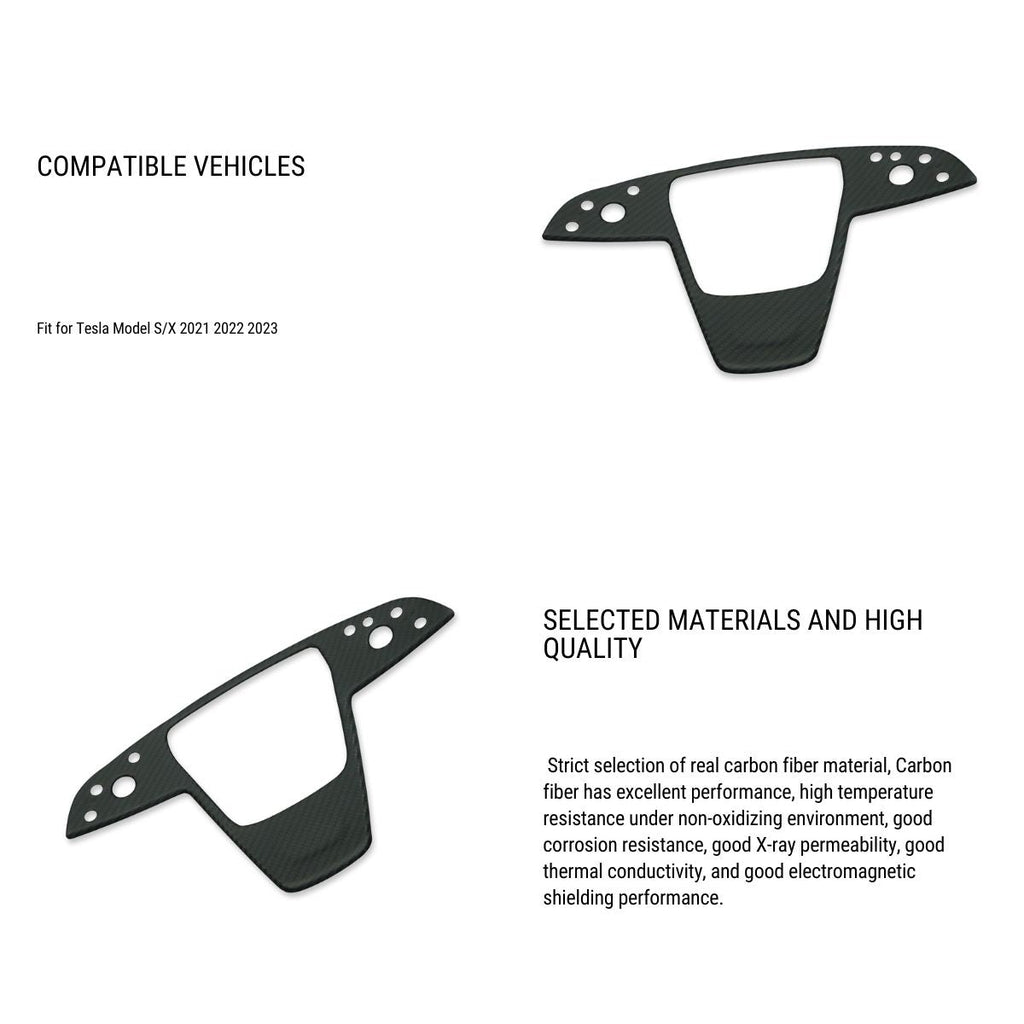 Carbon Fiber Steering Wheel Trim Panel Cover for Model S/X 2021+ - Teskay