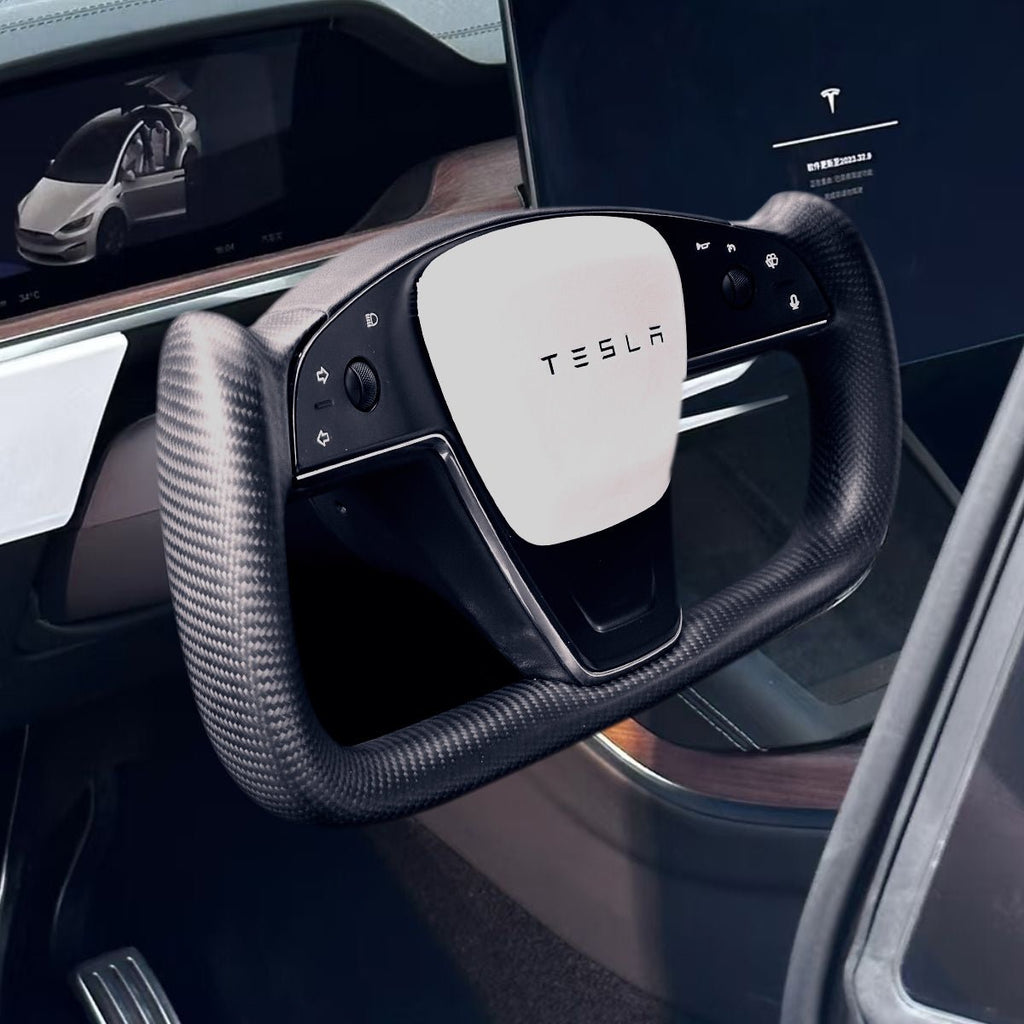 Carbon Fiber Yoke Plaid Steering Wheel Upgrade for Tesla Model S / X 2021-2025 - Teskay