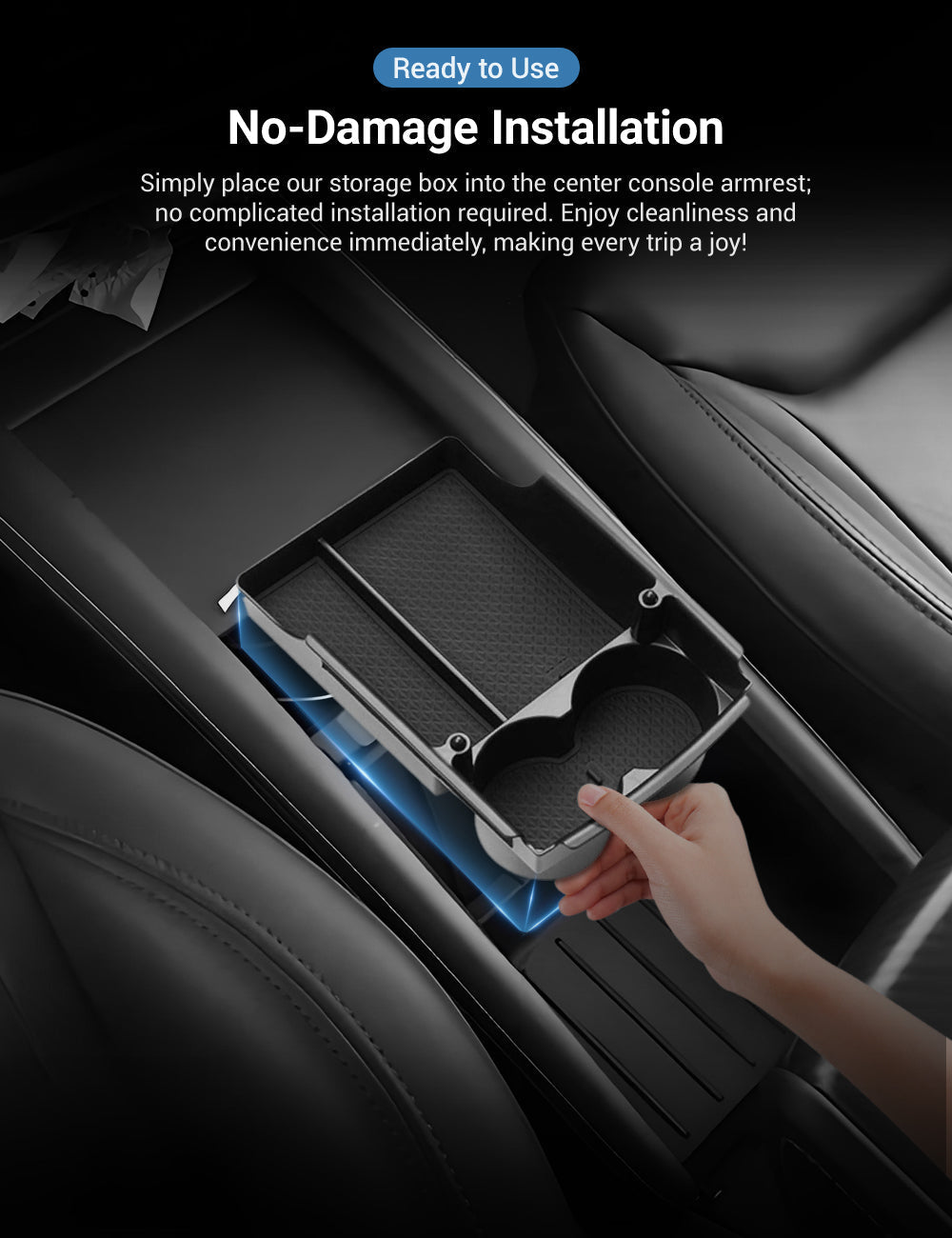 Center Console Armrest Storage Box for Tesla Model S/X