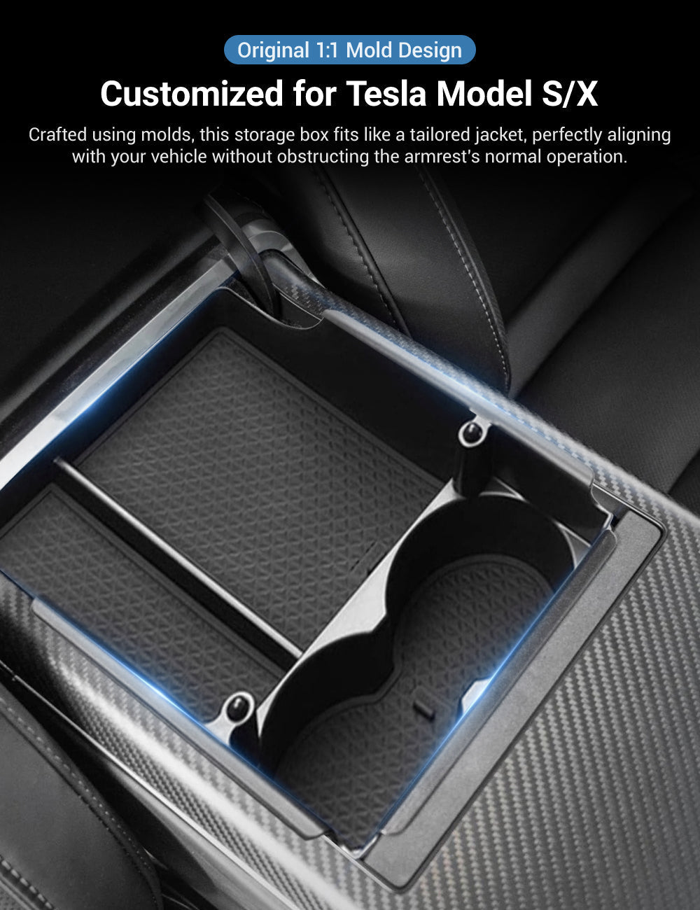 Center Console Armrest Storage Box for Tesla Model S/X