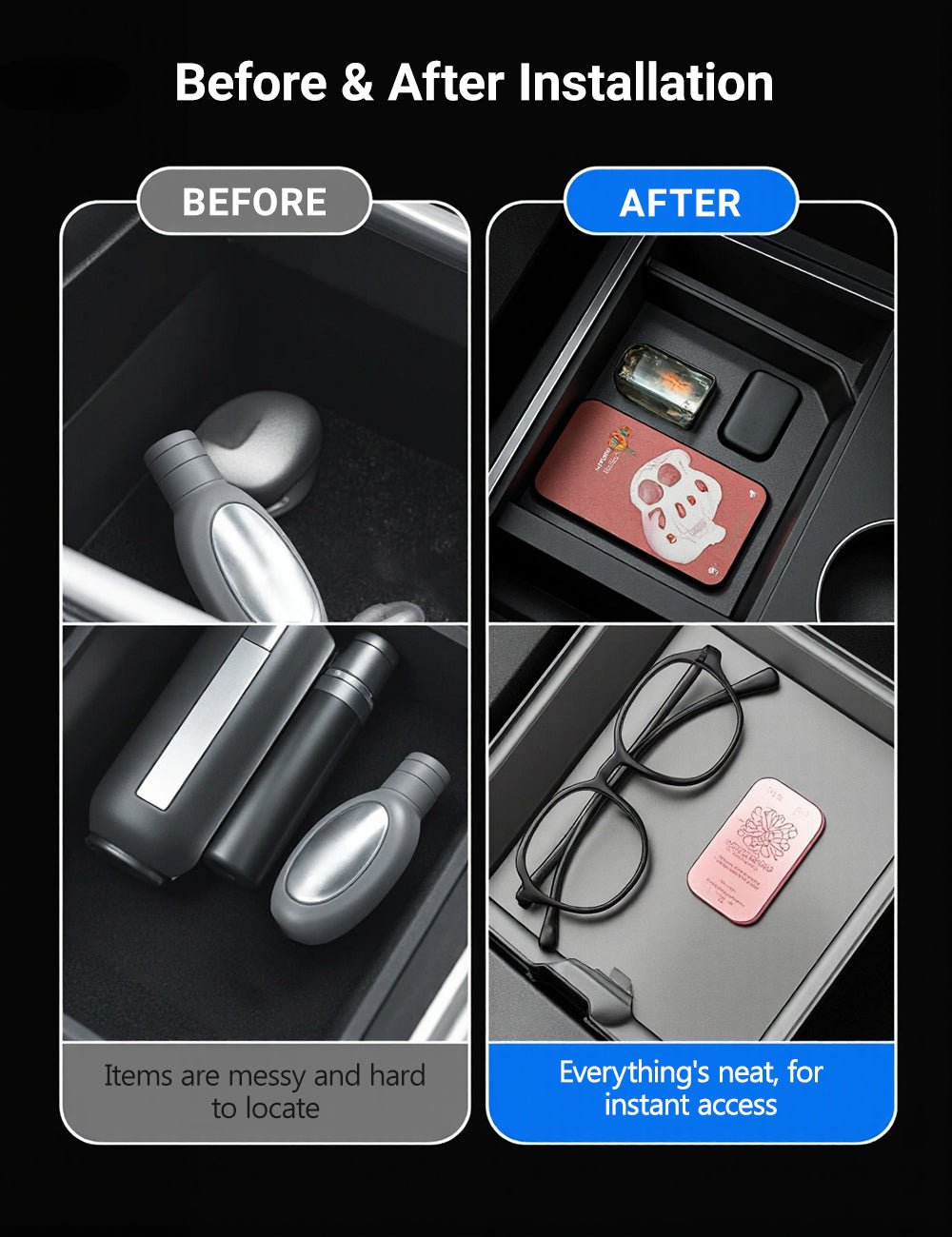 Center Console Tray Armrest Organizer for Tesla Model 3 Highland & New Model Y